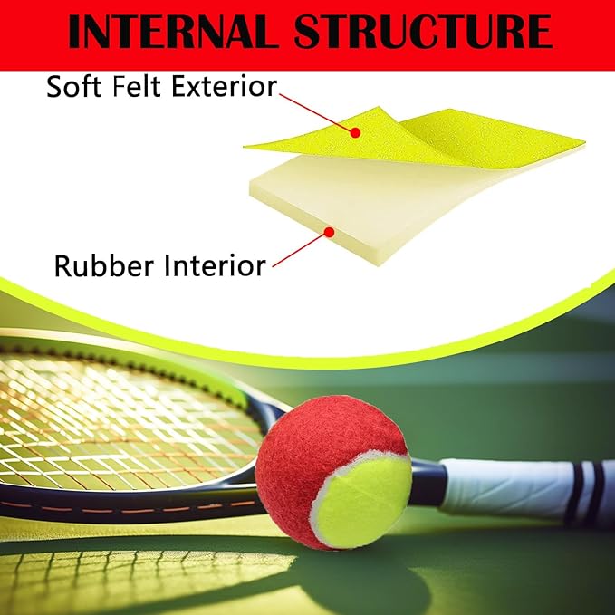 LIYUANBAIHUO Tennis Balls Low Compression Stage Tennis Ball for Beginners Youth Kids Training Practicing for Easy Transport