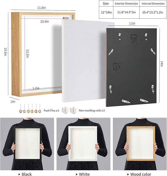 11x14 Shadow Box Picture Frame Display Case with Soft Linen Back-Thickened Panel,Large Brown Deep Shadow Box Frame 11x14 for Graduation Flower Medal Pet Photo Craft Memorial Gift