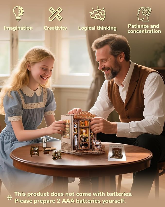 CUTEBEE Book Nook Kit - DIY Miniature House Dollhouse Kit for Adults and Teens, Booknook Tiny House Bookshelf 3D Wooden Puzzle, Gifts for Family (Drama Bookshop)