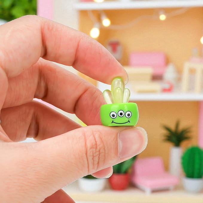 24 Mini Cactus Figurines Resin Plants Glow Dark Figures – Potted Cute Ornaments, Glowing Hidden Tiny Cacti Used for Garden Landscape, Aquarium Decoration, Luminous Micro Home Outdoor Plant Sculptures