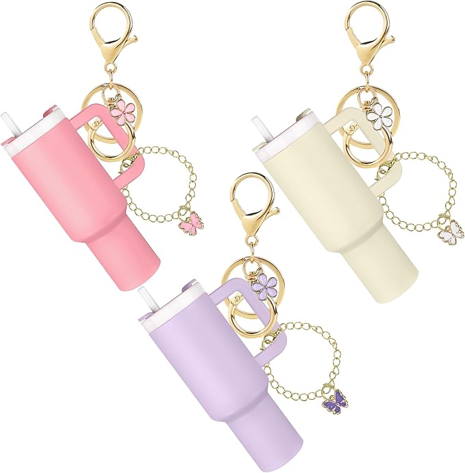ERTUNA Mini Tumbler Keychain Accessories for Stanley Cup, 2 Way Cute Charms Chapstick Lip Balm Holder for Women Purse Handbag