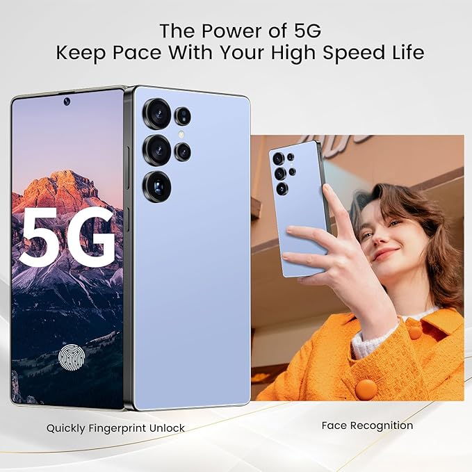 Bnjbmj I25 Ultra Flagship Killer Smartphone - Snapdragon 8 Gen 3, 16GB+512GB, Massive 6.99" FHD+ Display, 108MP+68MP Pro Cam, 7000mAh 2-Day Battery, Android 14, Includes Stylus Pen (Titanium Blue)