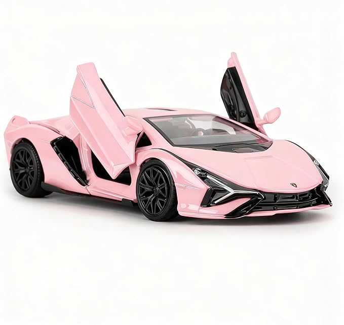 BDTCTK 1/36 Lamborghini Sián FKP37 Diecast Car Models, Zinc Alloy Toy Pull Back Vehicles Toy Cars for Toddlers Kids Boys Girls Gift (Pink)