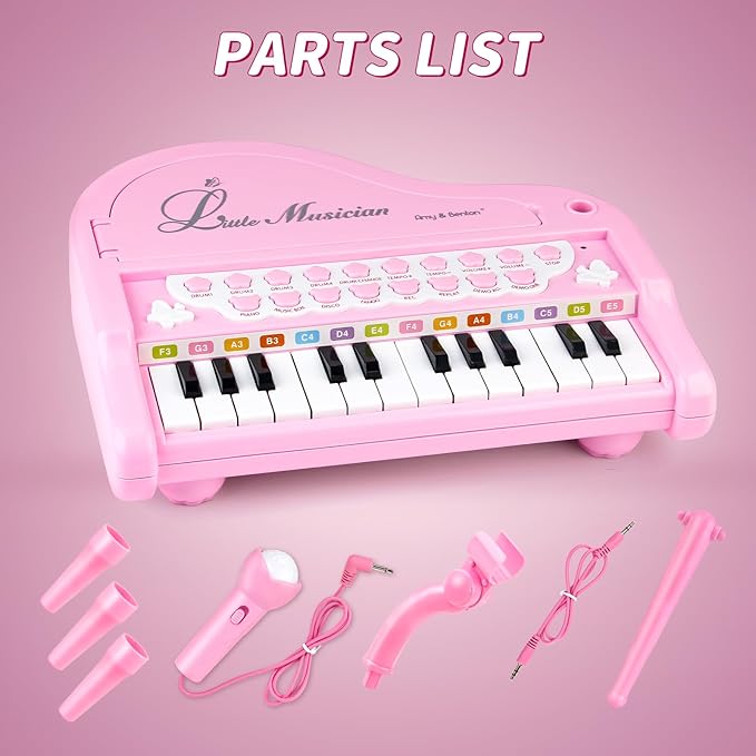 Amy&Benton Piano Music Toy Baby for Toddlers Pink for Girls 1-3 Girl First Birthday Gift for 1 2 3 Years Old Girl 1st Birthday Toy Presents for 1 2 3+ Kids Gift