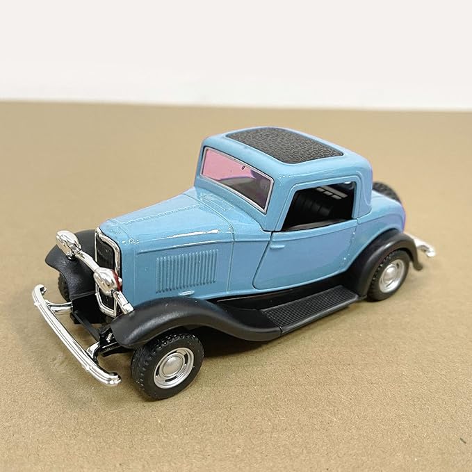 Classic Vintage Alloy Car Model Opened Doors Retro Antique Pullback Toy 1:32 for Playtime Education (Blue)