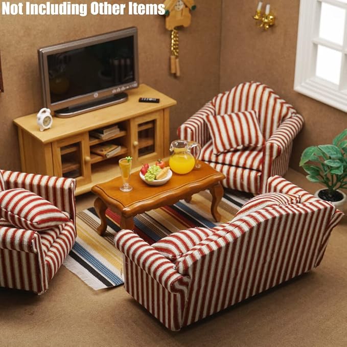 Odoria 1/12 Miniature Chair Armchair Dollhouse Furniture Accessories, Stripes