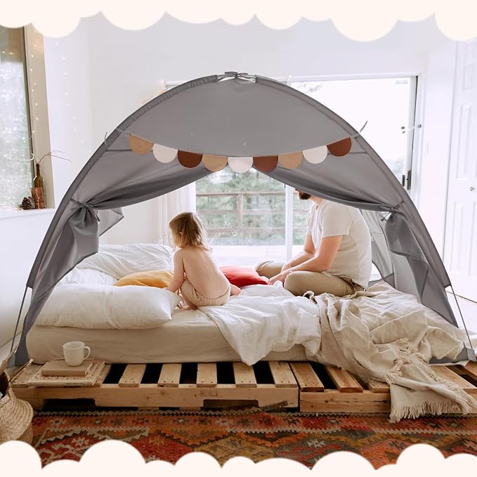 Sherilyn Bed Tent Bed Canopy Bunk Twin Size for Kids, Toddler Tent Indoor Floor Privacy Sleeping Tents Playhouse Drafty Room, Twin Bed Tents Blackout Space on Bed for Boys Girl Birthday, House Gift