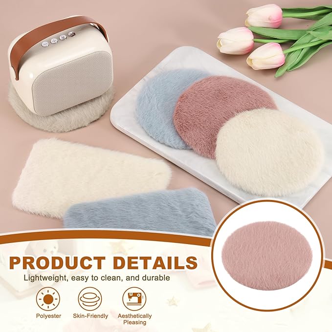 uxcell Dollhouse Miniature Carpet, 1:12 Fluffy Doll House Rugs Prop Small House Accessories for Doll House Furniture Decor Play, Pink Round