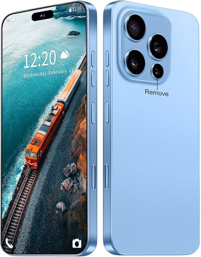 Huness 16PROMA X Smartphone Unlocked Cell Phone,6.99" HD Screen Unlocked Phone,16+512GB Android 14 with 128GB Memory Card,Face ID/Dual SIM/5G/Fingerprint Button Unlock/Photos/GPS (Blue, 16+512G)
