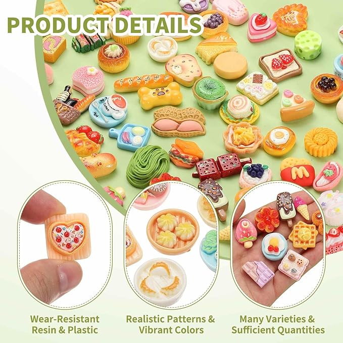 Dollhouse Miniature Food, Cute Mixed Breakfast Plate Figures Toys Mini Resin Foods Trinkets for Pretend Play Kitchen Cooking Game & Doll House Decor (Mixing Colors, 20pcs)