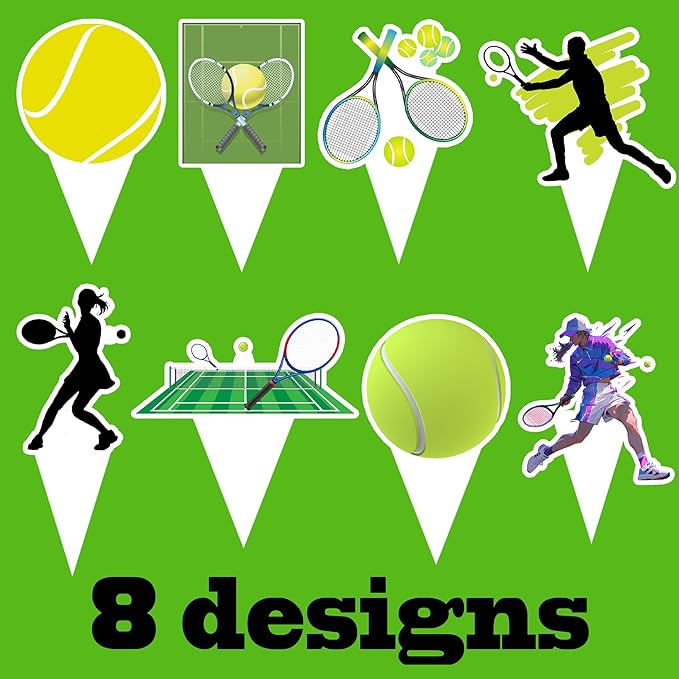OriniPlay 48 Tennis Cake Cupcake Toppers Sports Themed Party Supplies Decorations Tennis Racket Baby Shower Birthday Party Cake Decor