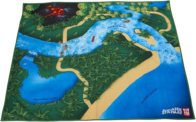 Dinosaur Play Mat, Extra Large Dinosaur Mat, Dinosaur Landscape with Volcano, Great for Kids to Create a Dino World with Dinosaur Toys, Educational, Easy to Clean, Foldable, Large Activity Mat