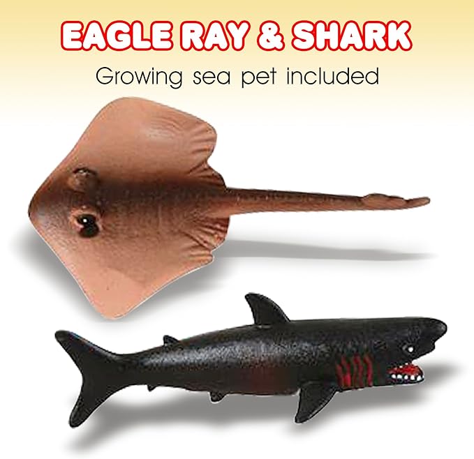 ArtCreativity Growing Sea Animals 6 Different Water Expanding Sea Creatures - Grows 6X Larger, Amazing Sensory Jelly-Like Toy, Fun Educational Gift, Party Favor, Easter Basket Stuffer for Kids