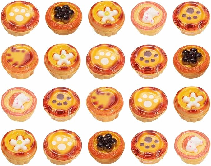Dollhouse Miniature Food, Cute Mixed Claw Dessert Figures Toys Mini Resin Foods Trinkets for Pretend Play Kitchen Cooking Game & Doll House Decor (Mixing Colors, 20pcs)