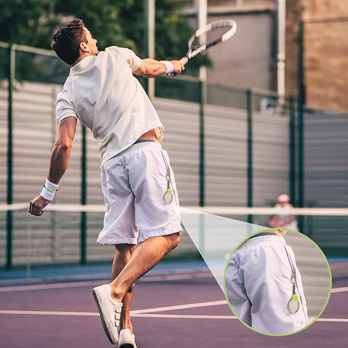 Henoyso 24 Pcs Tennis Gifts Tennis Party Favors 12 Pcs Mini Tennis Racket with Ball Keychain 12 Pcs Sport Theme Beads Charm Braclet Adjustable for Sport Gift Accessories