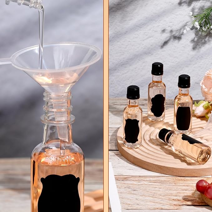 75pcs Mini Plastic Liquor Bottles, 2oz Shot Bottles with Caps Small Plastic Alcohol Bottles Food-Grade Leakproof Containers for Shots, Party Favors, Travel & DIY Crafts