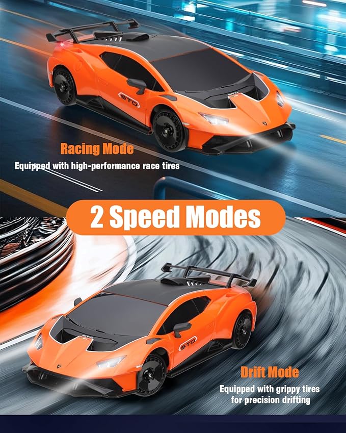 Lamborghini Remote Control Car for Boys 8-12, Officially Licensed 1:18 Scale 2.4GHz 15Km/ RC Drift Car Toys with Headlight, 2 Batteries 60 Min Play, RC Gift Toy for Boys & Girls Ages 3-12 & Adults