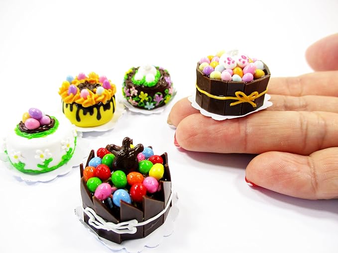 Miniature 5 Easter Cake 1:12 Dollhouse Tiny Food Cake Bakery Charms Supply 16920