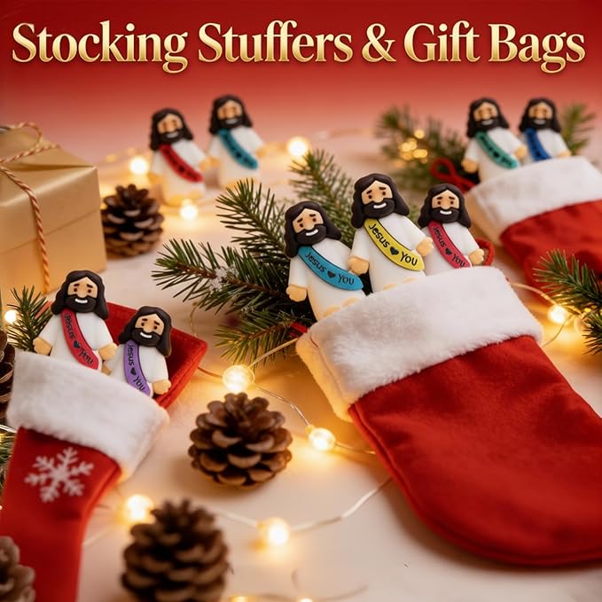 36 Pack Little Jesus Figurines in Bulk, Pocket Jesus Loves You, Jesus Small Figures, Little Tiny Jesus Figures for Church Christmas Party Favors Baptism Gifts