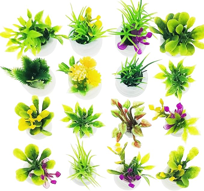 Cayway Dollhouse Plant Miniature 20 PCS Mini Miniature Potted Plants Model Artificial Flowerpot Fake Succulent Doll House for Dollhouse Garden Decorations