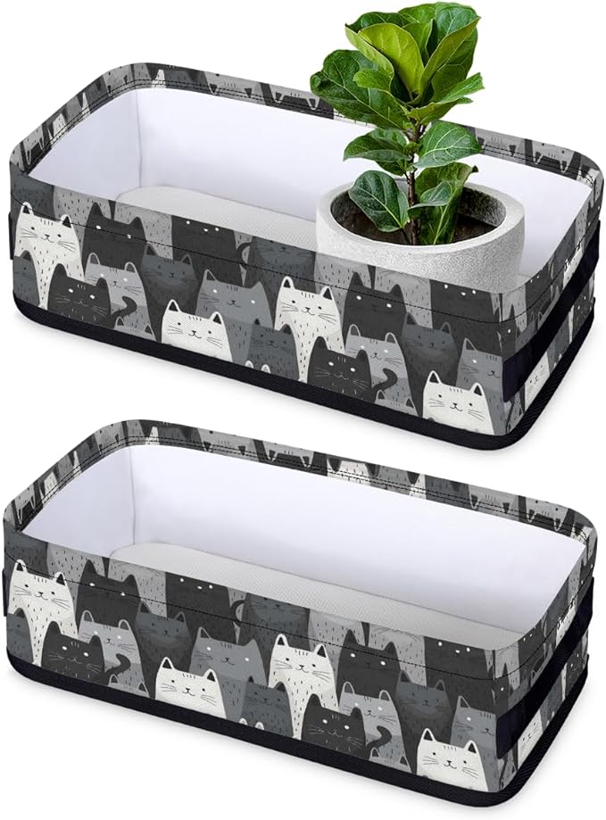 Funny Cats Bathroom Storage Baskets Waterproof Bathroom Counter Organizer Decorative Toilet Paper Storage Basket for Organizing for Bathroom Living Room Decor
