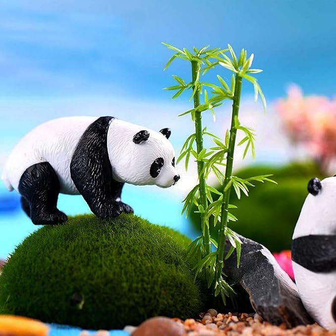 Woohome Model Bamboo Trees, 30 PCS Miniature Bamboo Trees Landscape Green Plastic Bamboo Trees and 2 PCS Artificial Moss Rocks Fake Moss Rocks for Home Decoration, Fairy Gardens