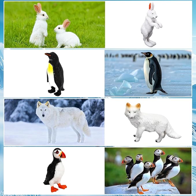 21 Pcs Mini Arctic Animals Figurines Set, Polar Bear Penguin Caribou Christmas Tree Model Winter Landscape Ornaments for Miniature Town Activities