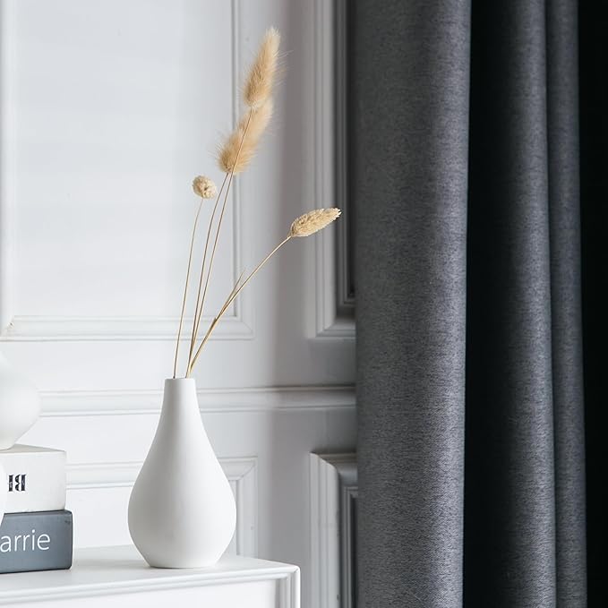 Small White Vases, Ceramic Bud Vase Set of 5, Mini Pottery Vases for Pampas Grass, Flowers, Decorative Vases for Home Modern Decor, Rustic Decor, Veses for Living Room Dining Table Shelves