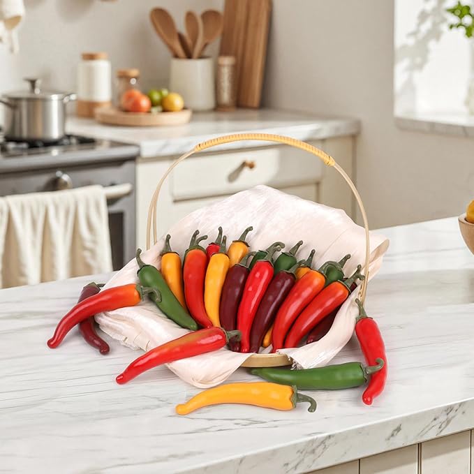 Gresorth 15pcs Artificial Lifelike Pepper Decoration Fake Vegetable Home Party Kitchen Table Food Show
