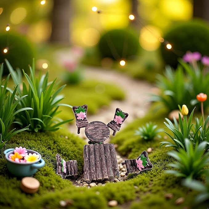 6 Pcs Garden Furniture Ornaments Miniature Table and Chairs Set Village Micro Resin for Dollhouse Accessories Home Micro Landscape