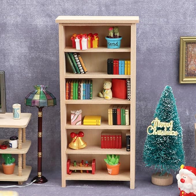 Homoyoyo Doll House Model Doll Storage Cabinet 1 12 Scale Wooden Bookshelf Miniature Wood Furniture Wood Decor Mini Furniture Doll House Furniture Small Wooden Bookshelf Mini House Supply
