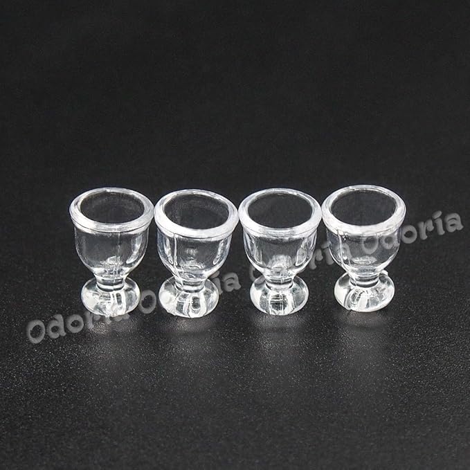Odoria 1/12 Miniature Empty Wine Glasses 4Pcs Dollhouse Decoration Accessories, A