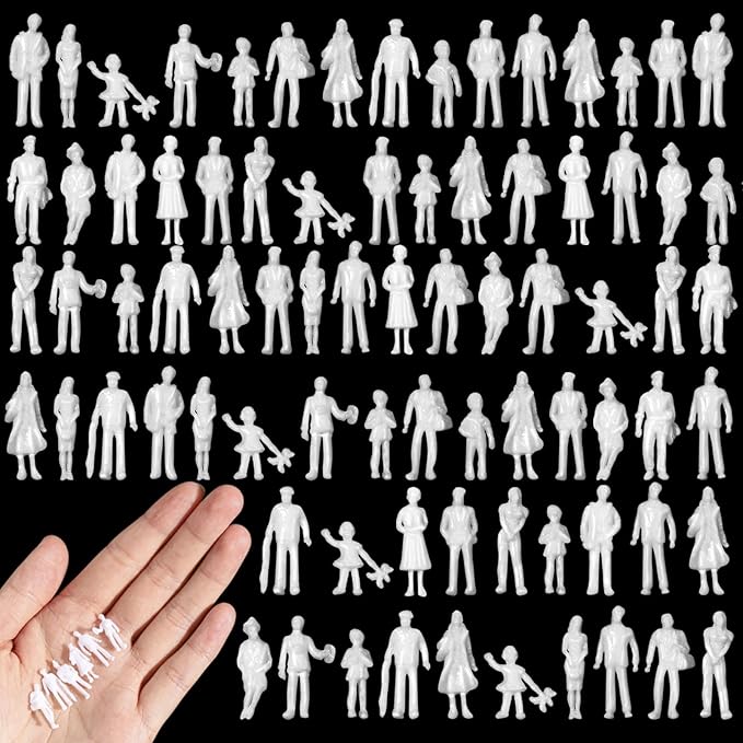 Namalu 100 Pcs, 1: 100 Scale Scale White Unpainted Mini People Figures Miniature People for Model Trains Architectural Standing and Sitting Mini Diorama Figures for Architectural Project