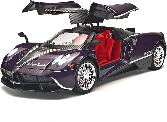 Car Toys for Boys 1 18 Scale Diecast Cars Compatible for Pagani Huayra Dinastia Model Car Kits Collection,Metal Pull Back Cars with Light and Sound,Toy Cars for Boys Age 4-7（Purple）