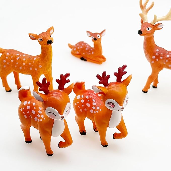 Cayway 7 PCS Deer Fairy Garden Accessories, Micro Landscape Miniature Deer, Micro Landscape Ornaments DIY Kit for DIY Craft Modeling Decor Micro Landscape