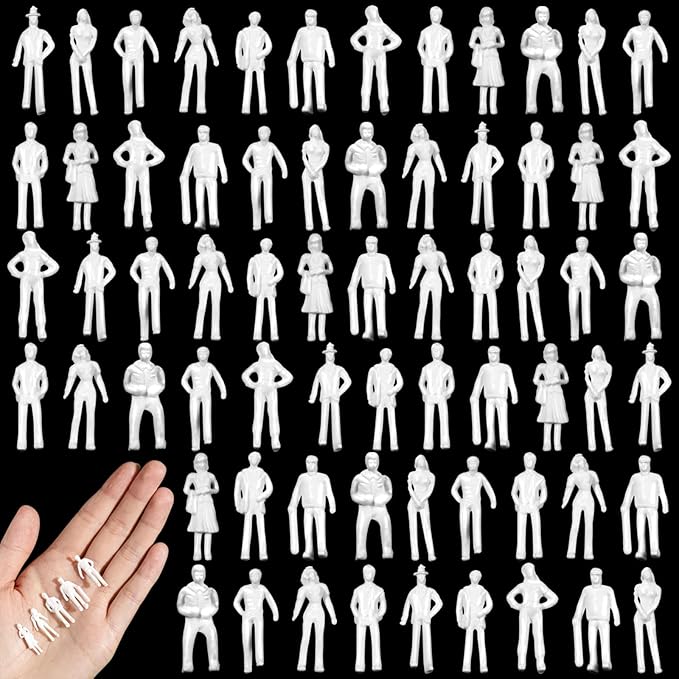 Namalu 100 Pcs 1:75 Scale White Unpainted Mini People Figures Miniature People for Model Trains Architectural Standing and Sitting Mini Diorama Figures for Architectural Project Miniature Scenes