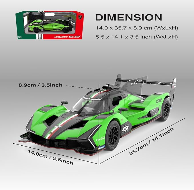 Voltz Toys 1/14 Scale Le Mans RC Car Licensed Lamborghini SC63 LMDh Remote Control Toy Car Model for Kids and Adults with Open Doors and Lights Gift for Kids and Adult