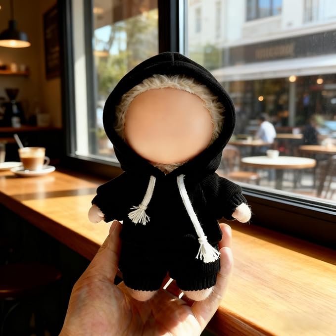 17cm Doll Hoodies Clothes Outfit Set, Casual Style Costumes for 17cm Dolls Dress up Unique Style, Cute and Premium Dolls Outfit Accessories (Black Sweatshirt)