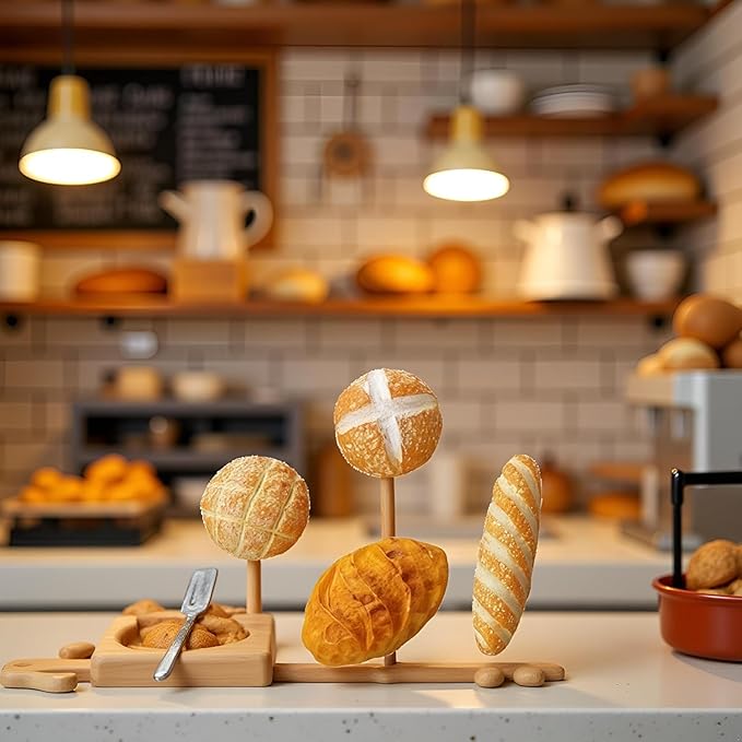 8Pcs 1/12 Miniature Bread Dollhouse Decoration Accessories,4 Different Types of Bread for Miniature Food Dollhouse,Resin Mix Bakery Bread Mini House Food Decoration Accessories