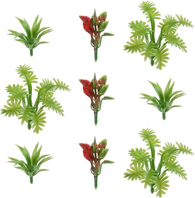 Yetaha 90 Pcs Mini Model Trees, Miniature Plants Green Shrubs Bush Models, Artificial Plants for Train Scenery Railway Sand Architecture Craft DIY Landscape Dollhouse Cake Topper Decor