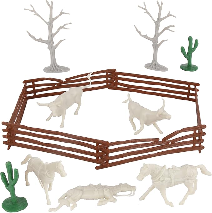 BMC CTS Desert Western Ranch - 15pc Plastic Figure Playset Diorama Accessories