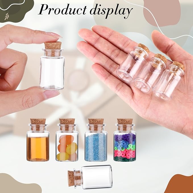 Bokon 25 Pack Mini Plastic Bottles with Corks Stoppers Eye Screws Funnels Small Potion Bottles Tiny Clear Sand Art Jar Wishing Vial for Birthday Party DIY Crafts Gift