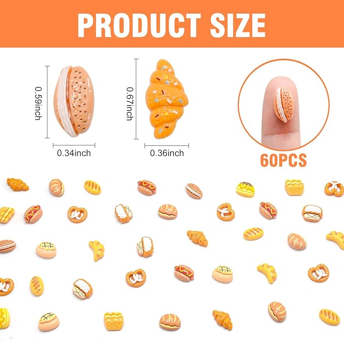 100 Pieces Mini Bread for Dollhouse Miniatures Mini Food for Crafts Tiny Resin Things for Dollhouse Mini Kitchen Micro Landscaping Decoration