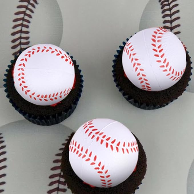 Rsstarxi 12 Pack 3D Baseball Cupcake Toppers for Sports, Baby Shower & Kids Birthday Parties