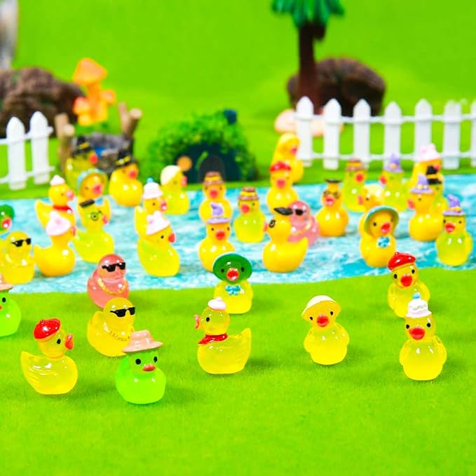 45 Pcs Multicolor Mini Resin Ducks, Little Ducks Figurines, Tiny Ducks to Hide, Small Miniature Ducks Figures Bulk for Fairy Garden, Dollhouse Decoration Micro Landscape Ornament