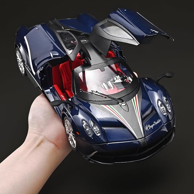 Car Toys for Boys 1 18 Scale Diecast Cars Compatible for Pagani Huayra Dinastia Model Car Kits Collection,Metal Pull Back Cars with Light and Sound,Toy Cars for Boys Age 4-7（Blue）