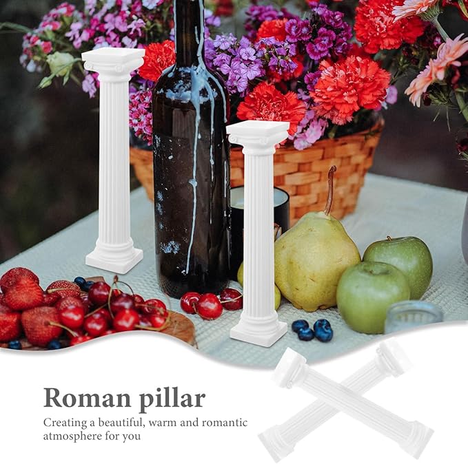 VICASKY Pillars Columns Pillar Column Greek Decoration Roman Decorative White Open Bookshelf Marble Plillars Garden Relief 6pcs Model Classic Table Decor Figure Architectural Sculpture Home DIY Crafts