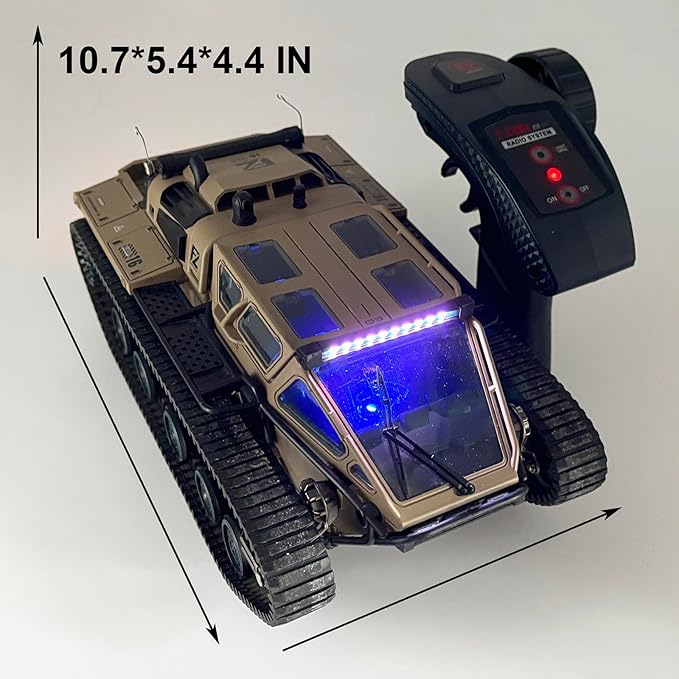 RC Tank Car 1/16 Scale Remote Control Tank Off Road RC Crawler 4WD RTR 360°Rotating Drifting Dual Motor Gearbox Proportional Control Tracked Military Truck Hobby Toy for Adult