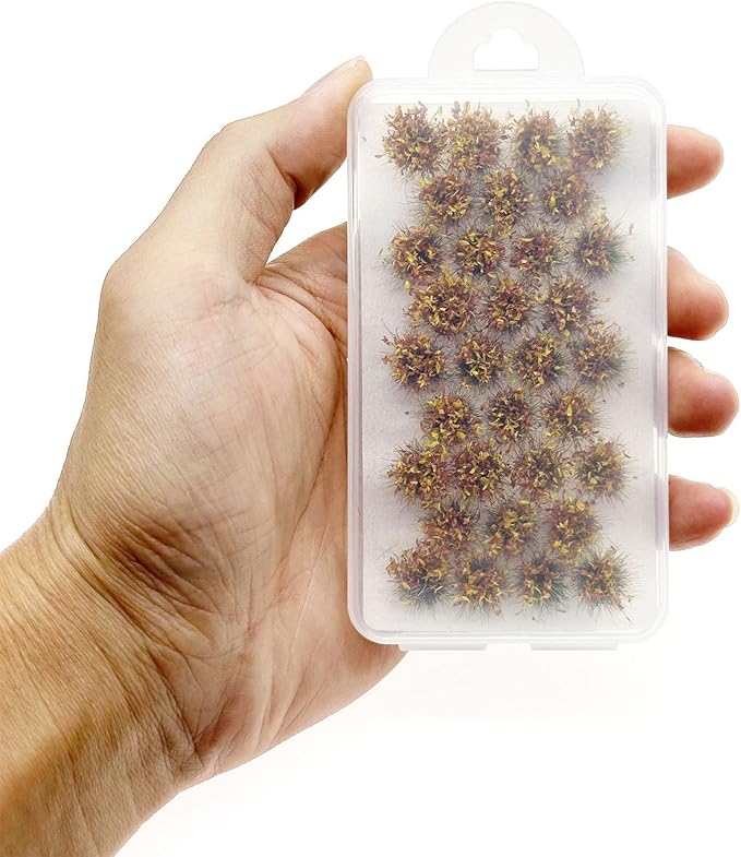 Woohome Static Grass Tufts Flower Cluster Vegetation Groups Miniature Flower Clusters for Terrain Railway Scenery Table Landscape, Light Red and Yellow