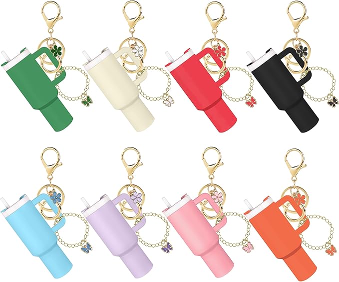 ERTUNA Mini Tumbler Keychain Accessories for Stanley Cup, 2 Way Cute Charms Chapstick Lip Balm Holder for Women Purse Handbag
